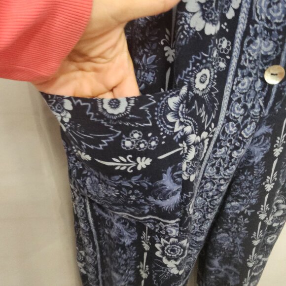 Molly Malloy Blue Floral Jumpsuit Cropped Cottagecore Boho 10P - Picture 4 of 12